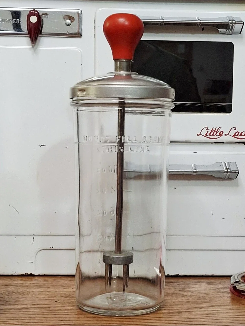 Vintage Red Hazel Atlas Ice Chipper Cocktail Mixer Kitchen Collectible USA